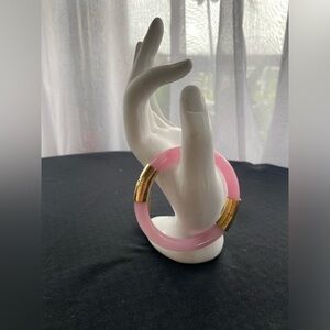 Vintage  Pink Quartz Hinged Bangle Bracelet